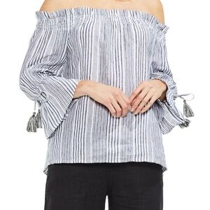 Vince Camuto Off-Shoulder Blouse - Black and White Stripes